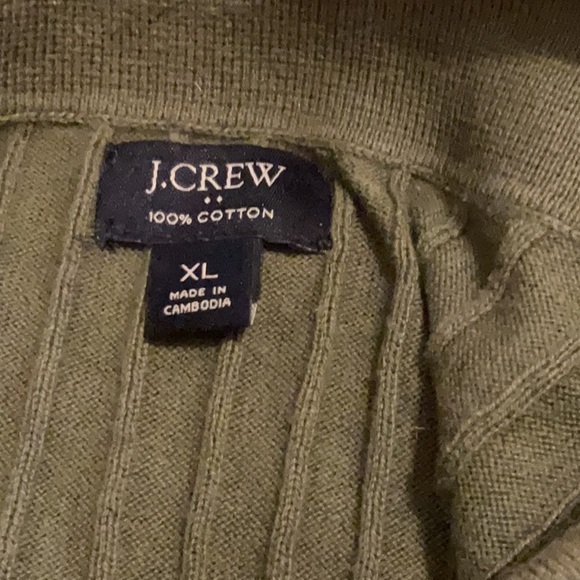 J. Crew Green Knit Cotton Ribbed Polo Button Front Sweater Shirt Men’s XL - Picture 3 of 3